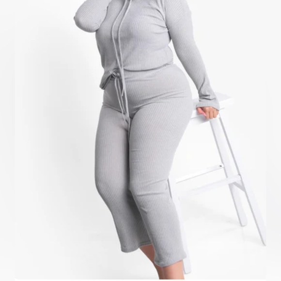 Rebdolls Other - NWT 2X Rebdolls "Perfect Match" Gray Ribbed Lounge Set